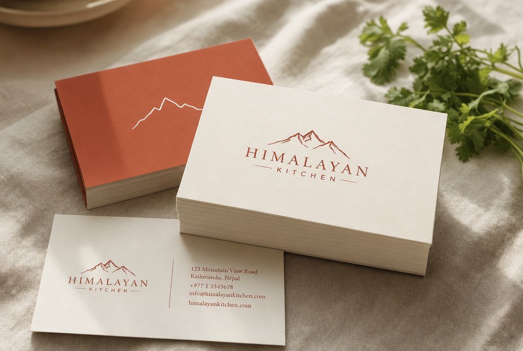 Restaurant business cards — premium matte-laminated print