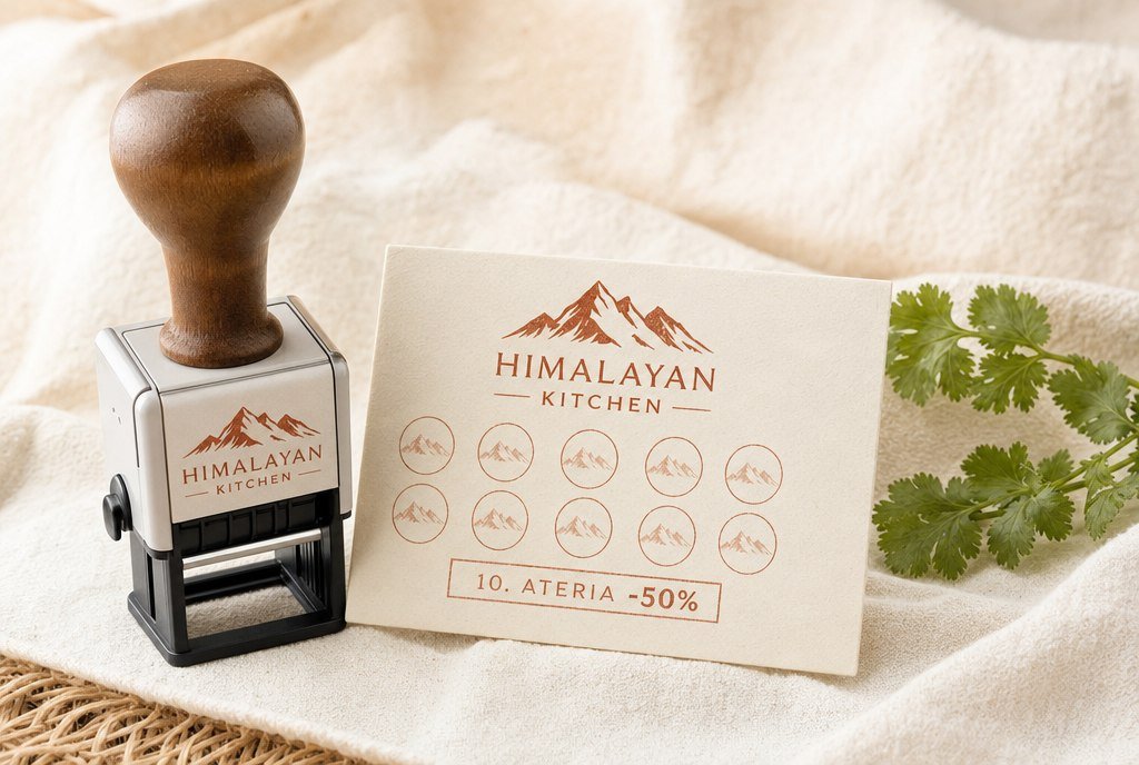 Restaurant loyalty stamp and stamp card